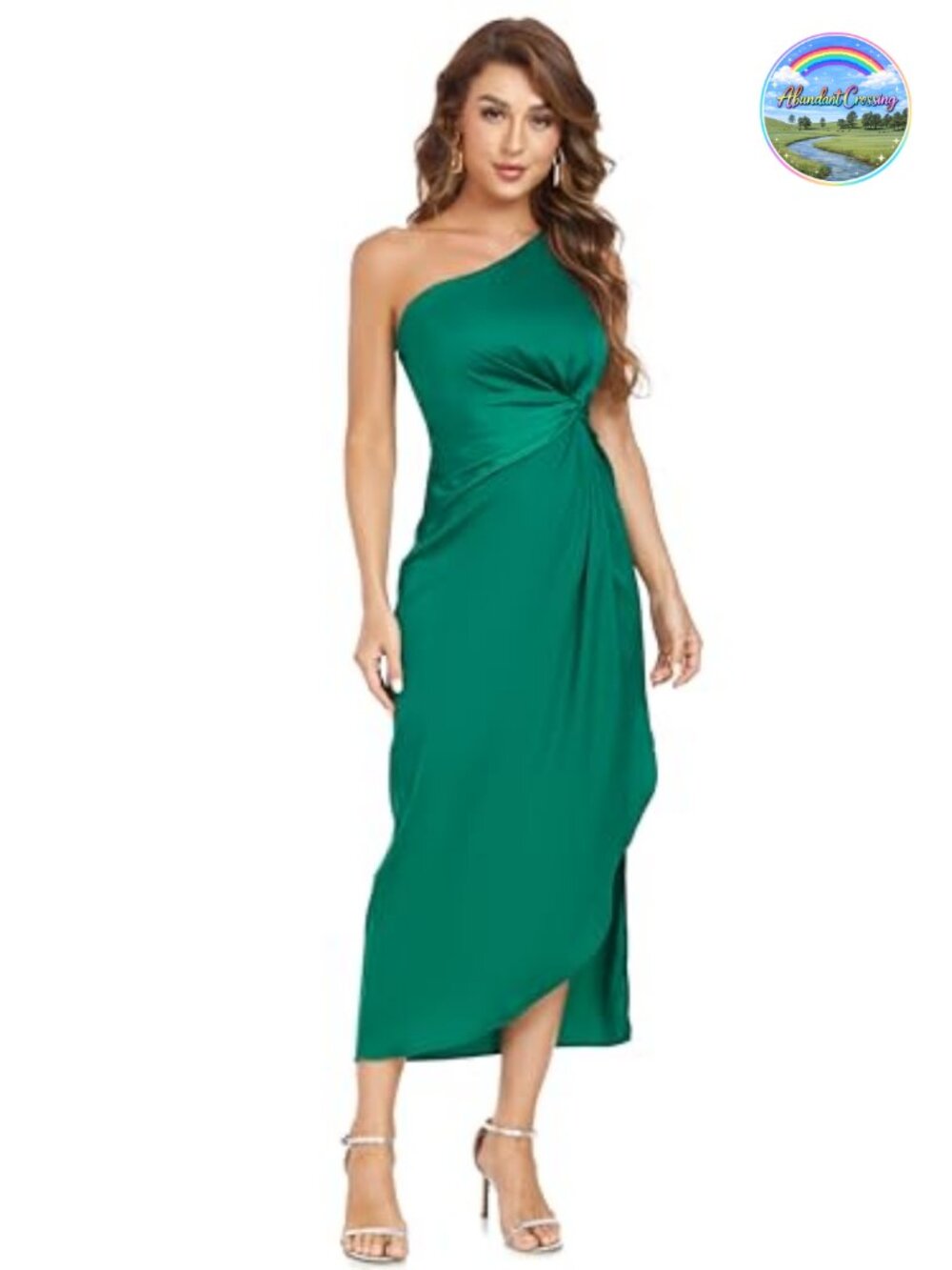 One Shoulder Backless Twist Front Ruched Midi Cocktail Party Dress